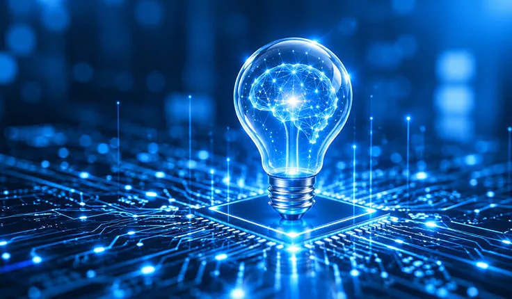 Digital lightbulb representing creative brand ideas